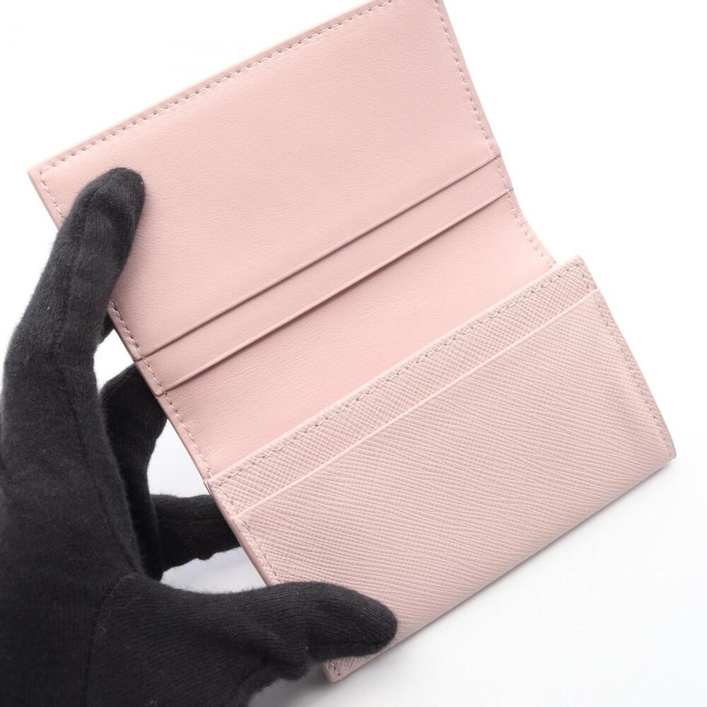Prada Saffiano Triangle Business Card Case, Leather, Women's, Pink - Picture 4 of 8